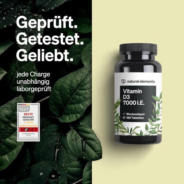 Vitamin D3 7000 I.E. – 180 Tabletten – das Sonnenvitamin als Wochendepot – hochdosiert, ohne unnötige Zusätze – in Deutschland produziert & laborgeprüft – Bild 4