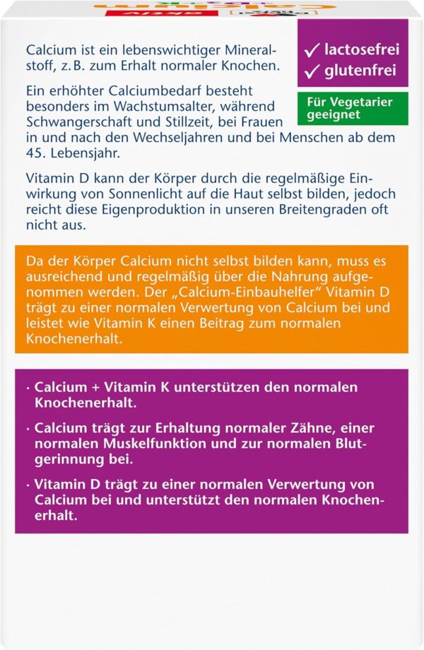 Doppelherz Calcium + Vitamin D3 – Mit Calcium und Vitamin K als Beitrag für den normalen Knochenerhalt – 120 Tabletten – Bild 2