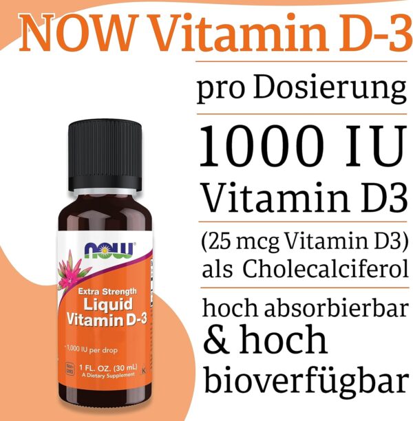 Now Foods, Flüssiges Vitamin D3, 1000 IU, 30ml, Vitamin-D-Tropfen aus Lanolin, Laborgeprüft, Sojafrei, Glutenfrei, Ohne Gentechnik – Bild 5