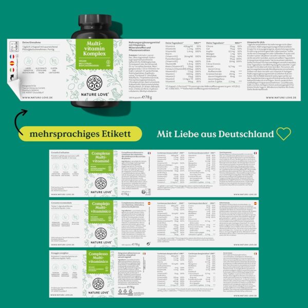 Multivitamin Komplex – 180 vegane Kapseln – Vitamine A-Z & Mineralstoffe – mit Grünteeextrakt und Citrus-Bioflavonoiden – hochdosiert und mit Bioaktiv-Formen – laborgeprüft, ohne unnötige Zusätze – Bild 5