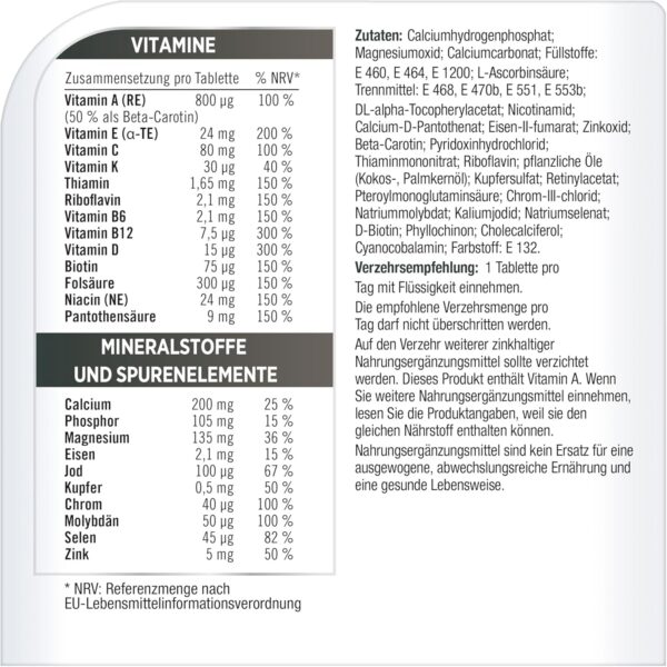 Multivitamin - Centrum Für Ihn 50+ – Hochwertiges Nahrungsergänzungsmittel mit Mikronährstoffen – Speziell für Männer ab 50 – Vitamine, Mineralstoffe, Spurenelemente – 1 x 60 Tabletten – Bild 7