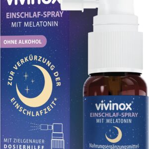 vivinox Einschlaf-Spray mit Melatonin: Nahrungsergänzungsmittel gegen Jetlag, ohne Alkohol, einfach anzuwenden, vegan, 30 ml