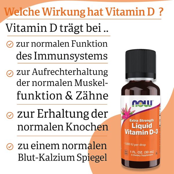 Now Foods, Flüssiges Vitamin D3, 1000 IU, 30ml, Vitamin-D-Tropfen aus Lanolin, Laborgeprüft, Sojafrei, Glutenfrei, Ohne Gentechnik – Bild 4