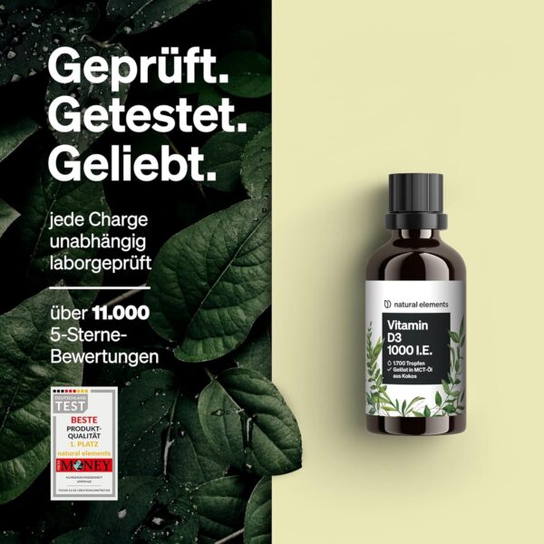 Vitamin D3 Tropfen – 1000 I.E. pro Tagesdosis (1 Tropfen) – Langzeitvorrat mit 50 ml – für beste Bioverfügbarkeit in MCT-Kokosöl gelöst – flüssig, hochdosiert, vegetarisch – Bild 5