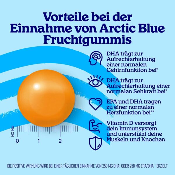 Arctic Blue Omega-3 Fruchtgummis für Kinder mit 250 mg DHA & 70 mg EPA Omega-3-Fettäuren und Vitamin D3, Zuckerfrei - Leckerer Geschmack – Bild 3