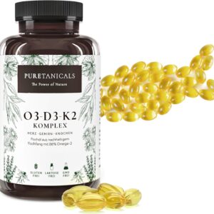 Omega 3 + Vitamin D3, K2 MK7 All-Trans mikroverkapselt - Premium Essentials O3-D3-K2 hochdosiert - Fischöl mit essentiellen EPA & DHA Fettsäuren | Fisch Öl Omega3 Fish Oil Tropfen | 240 Kapseln