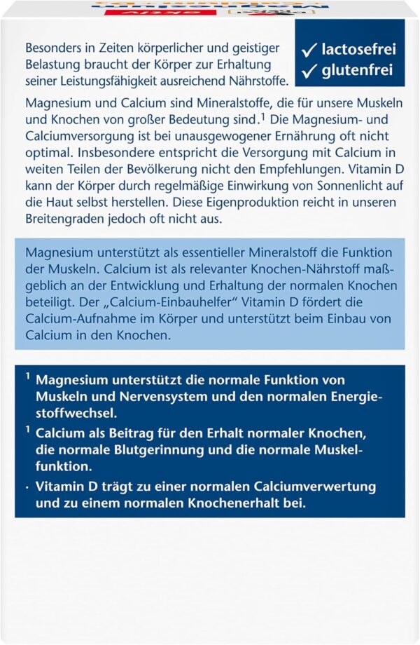 Doppelherz Magnesium + Calcium + D3 - Magnesium als Beitrag für die Muskelfunktion und zum Erhalt normalen Knochen - 120 Tabletten – Bild 2