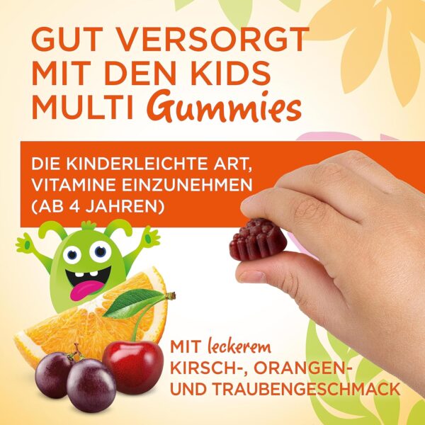 Vitamine Kinder Multivitamin Gummibärchen - Immunsystem stärken Kinder Jugendliche Vitamine B Komplex B3 B6 B12 C und Zink - 60 Vitamin Gummies ohne Gluten Laktose Gelatine ab 4 Jahren – Bild 2
