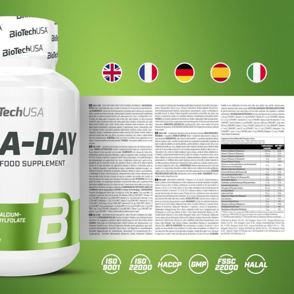 BioTechUSA One-A-Day Multivitamin | 12 Vitamine | 10 Mineralstoffe | Energie, Immunsystem und Knochengesundheit, 100 Tabletten – Bild 4