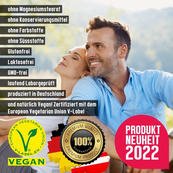 Vegan All-in-One - Vitamin B12+D3+K2+B2+B6+B9 Folsäure + Zink + Eisen + Selen + Natrium + Kalium + Jod - Komplex mit 120 Kapseln (4 Monats-Vorrat) – Bild 6