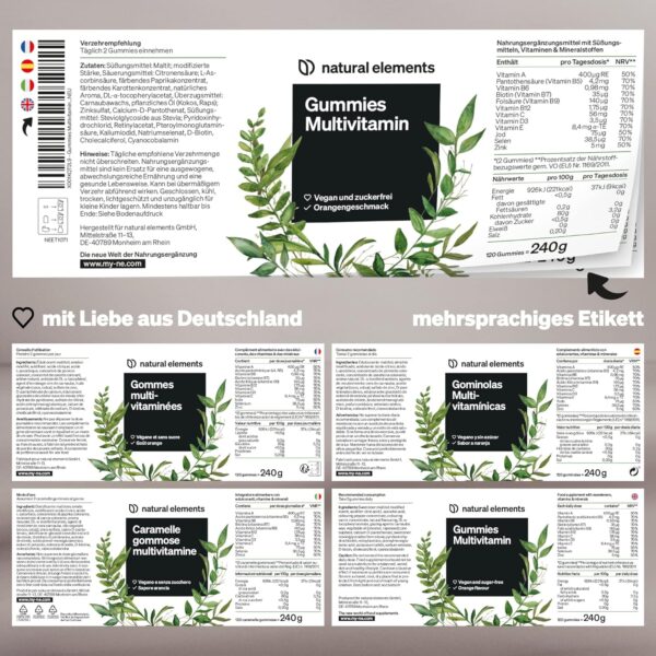 Gummies Multivitamin – 120 fruchtige Gummibärchen – natürliches Aroma – mit 12 Vitaminen und Mineralstoffen (Vitamin C, D3, Biotin, Folsäure, Zink & mehr) – in Deutschland produziert & laborgeprüft – Bild 5