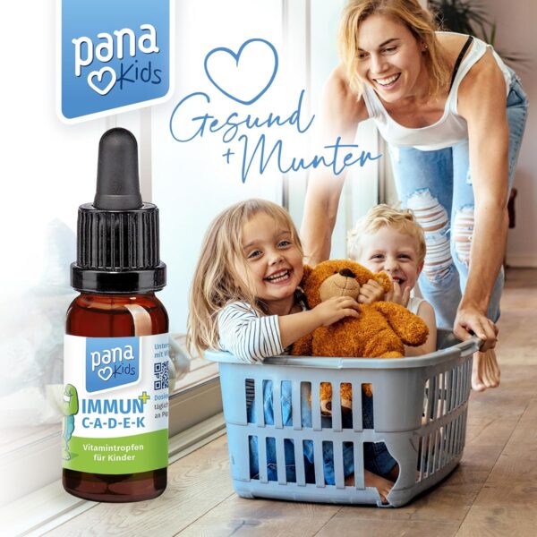 PanaKids IMMUN+ C-A-D-E-K Tropfen für Kinder – 30 ml – Mit Vitamin A, C, D3, E, K2 für Immunsystem & Knochen & Zellen – Hohe Bioverfügbarkeit – Laborgeprüft – Zuckerfrei & Vegan – Made in Germany – Bild 7