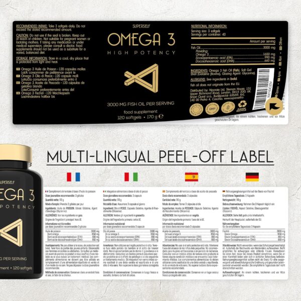 Omega 3 Kapseln Hochdosiert 3000mg - Premium Fischöl 120 Kapseln - Dreifache Wirkung - Hoher DHA & EPA Gehalt - Reines Omega 3 Öl aus Nachhaltigem Fischfang - Laborgeprüftes Fischöl Ohne Zusätze – Bild 7