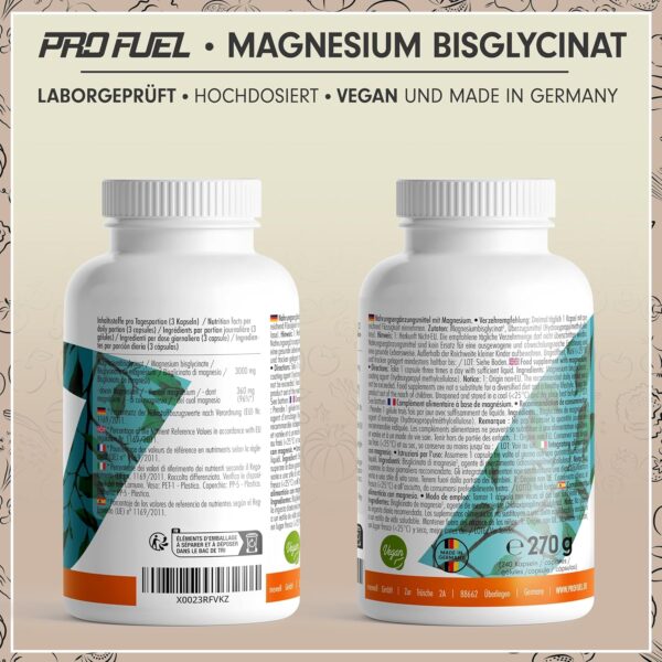Magnesium Bisglycinat Kapseln 240x - optimal hochdosiert & bioverfügbar - 360 mg Magnesium pro Tag - laborgeprüft mit Zertifikat - 100% vegan - Vorrat für 80 Tage – Bild 6