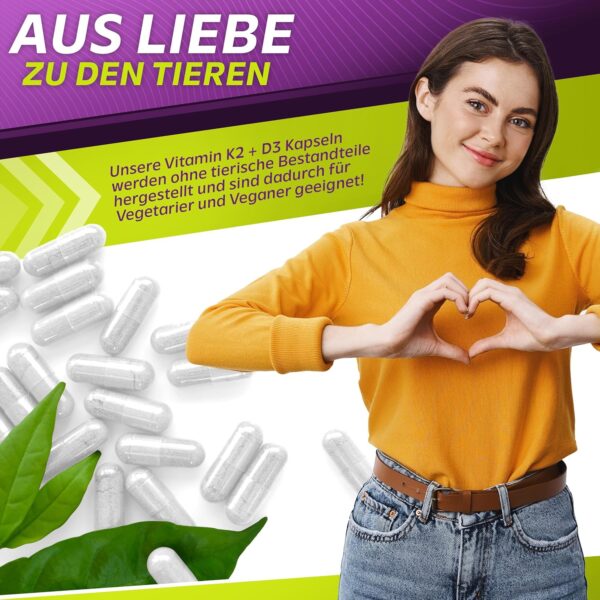 Vita2You Vitamin D3 + K2-180 Kapseln - Vitamin D3 10.000 IE + Vitamin K2 (MK-7) 200µg - Original K2VITAL® von Kappa - Premium Qualität – Bild 4