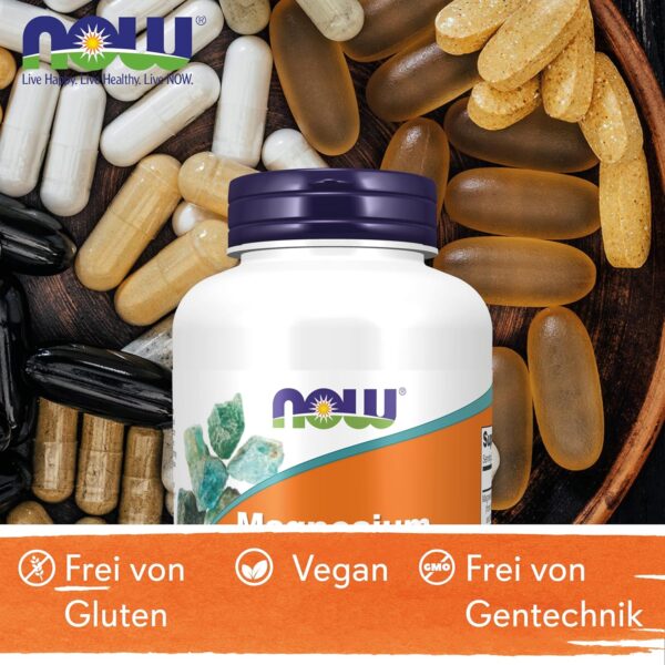 Now Foods, Magnesium Caps, 400 mg, 180 vegane Kapseln, Laborgeprüft, Mineralien, Glutenfrei, Sojafrei, Vegetarisch – Bild 6