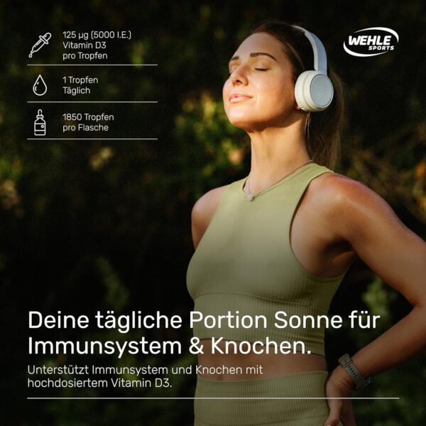 Vitamin D3 Laborgeprüfte 5000 IE pro Tropfen hochdosiert Vergleichs-Sieger 2019-2021 - Hoch bioverfügbares Vitamin D flüssig 50ml (1850 Tropfen) mit MCT-Öl aus Kokos – Bild 2