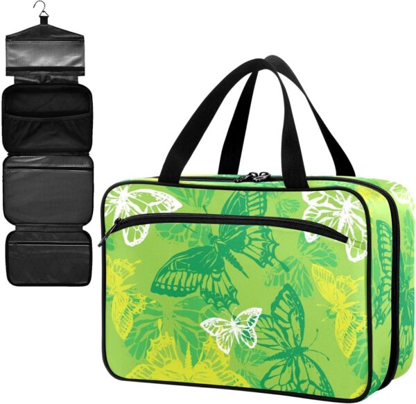 Fustylead Leere Erste-Hilfe-Tasche mit Schmetterlings-Silhouette, groß, mit Reißverschluss, für Pillen, Vitamine, Fischöl, Nahrungsergänzungsmittel für Damen und Herren, Grün