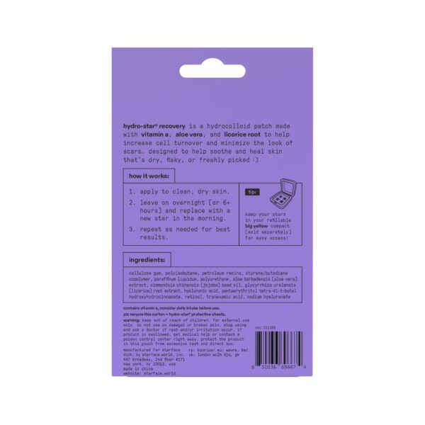 Starface Hydro-Star Recovery Big Pack, Hydrokolloid-Pflaster mit Aloe Vera und Vitamin A, beruhigt und schützt die Haut nach der Ernte (96 Stück) – Bild 2