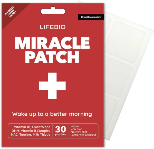 Lifebio Miracle Patch: Party-Erholung, DHM, Mariendistel, Vitamine B-Komplex/B1, Glutathion, Taurin, NAC - 30 Pflaster
