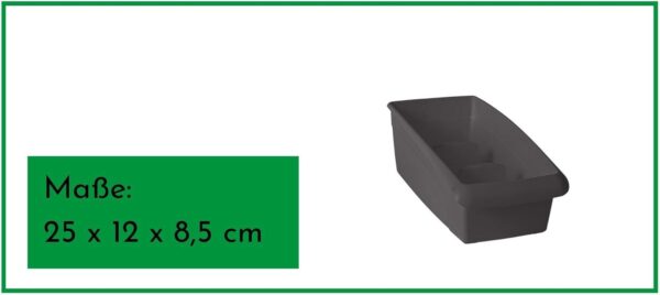 Novaliv 4x Medikamenten Organizer klein Hausapotheke - 25 x 12 cm ANTHRAZIT GRAU mit Abtrennung Medikamentenbox Aufbewahrung für Pillen Tablettenbox Pflasterbox Medizinbox Verband Vitamin Behälter – Bild 4