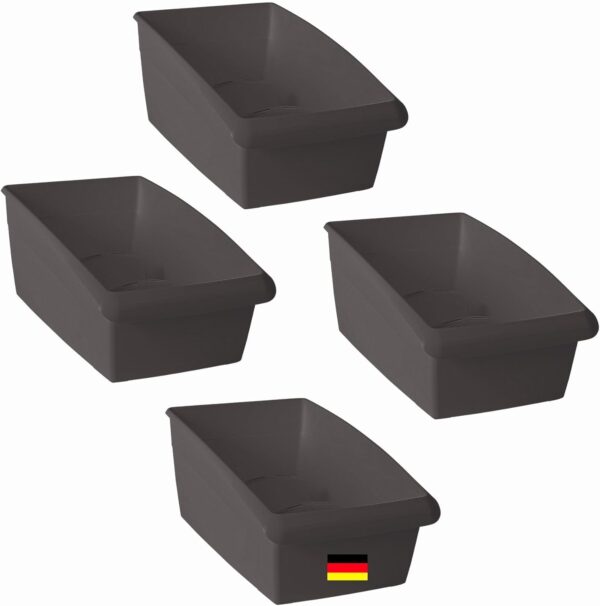 Novaliv 4x Medikamenten Organizer klein Hausapotheke - 25 x 12 cm ANTHRAZIT GRAU mit Abtrennung Medikamentenbox Aufbewahrung für Pillen Tablettenbox Pflasterbox Medizinbox Verband Vitamin Behälter