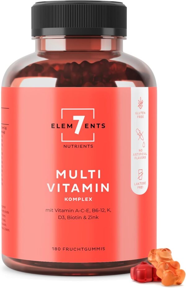 Multivitamin Gummies Fruchtgummis mit Vitamin A B6 C D E Biotin Niacin Folat | Immunsystem Multi Vitamingums Frucht Gummi Bärchen Vitamingummibärchen | Gummibärchen ohne Zusätze | Gum Vitamingummi