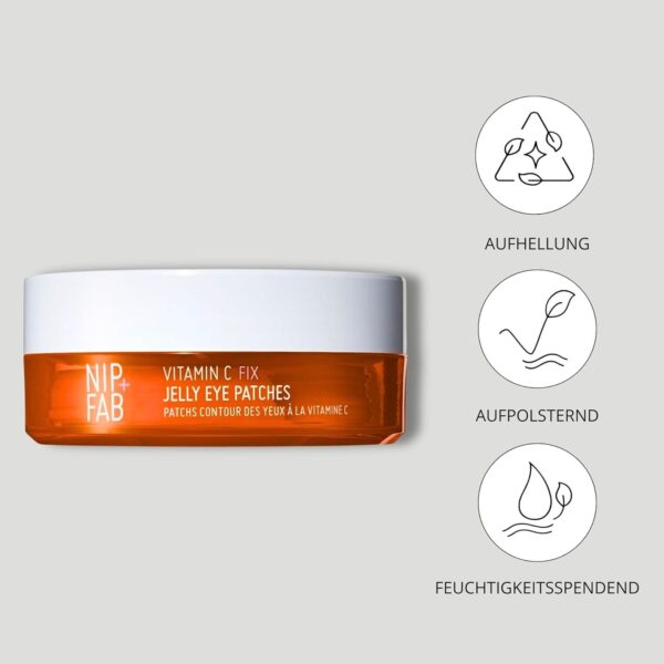 Nip+Fab Vitamin C Fix Jelly Eye Patches, 20 Pairs, Brightening Hydro Gel for Under-Eyes with 3 stable forms of Vitamin C – Bild 4