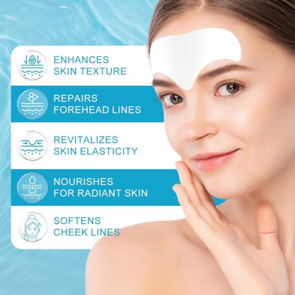 Stirnfaltenpflaster 24PCS, Anti-Falten-Pflaster mit Kollagen und Vitamin E für das Gesicht über Nacht zur Glättung von feinen Linien & Stirnfaltenbehandlung, Reduzierung von Stirnrunzeln und Lachfalte – Bild 2
