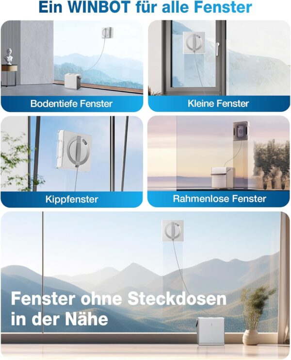 ECOVACS WINBOT W2 Omni Fensterputzroboter mit 6-in-1 Multifunktionsstation, integrierter 4500mAh Akku, Kantenreinigungsmodus, Weitwinkel-Sprühzerstäubungstechnologie, White – Bild 2