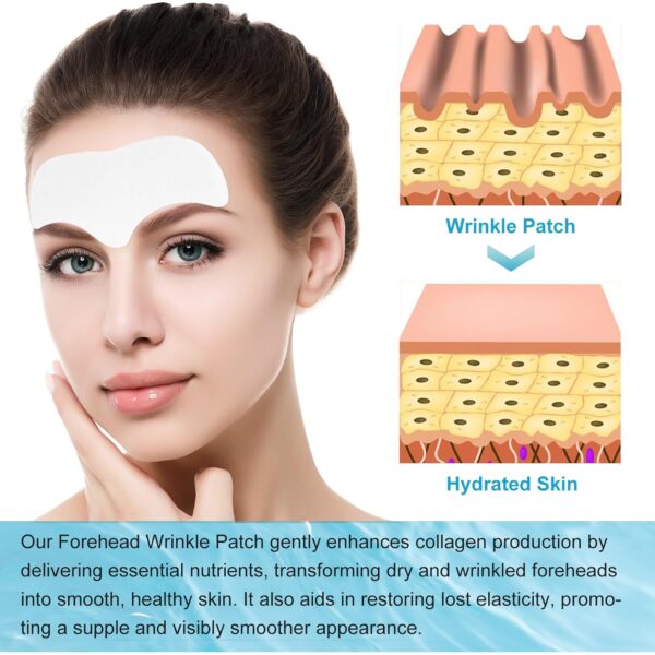 Stirnfaltenpflaster 24PCS, Anti-Falten-Pflaster mit Kollagen und Vitamin E für das Gesicht über Nacht zur Glättung von feinen Linien & Stirnfaltenbehandlung, Reduzierung von Stirnrunzeln und Lachfalte – Bild 5