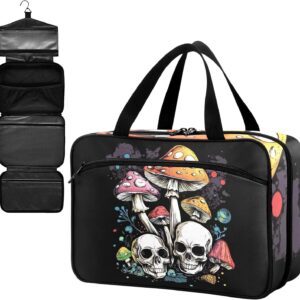 Fustylead Leere Reise-Erste-Hilfe-Tasche mit psychedelischen Pilzen und Totenköpfen, groß, mit Reißverschluss, für Pillen, Vitamine, Fischöl, Nahrungsergänzungsmittel für Damen und Herren