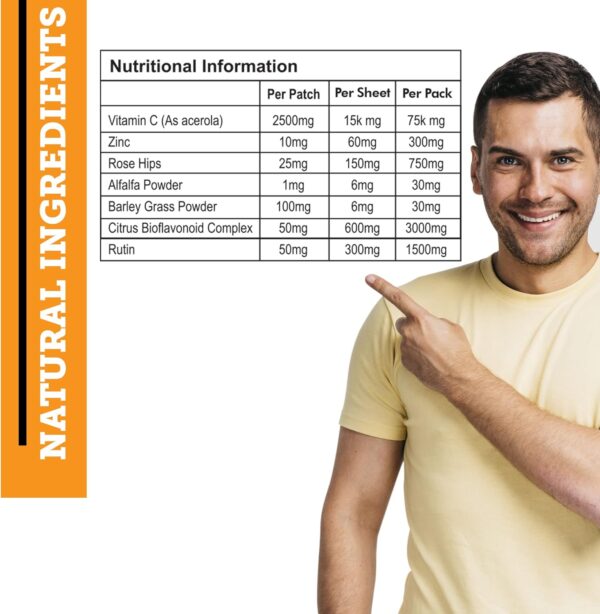 OmniCo Vegane Vitamin C Patches - 2500mcg 30 Pflaster - Hohe Festigkeit - Natürliche VIT C Transdermale Hautpflaster, topische Vitaminpflaster - Veganes & Vegetarisches Vitamin C Dermal Patch – Bild 6