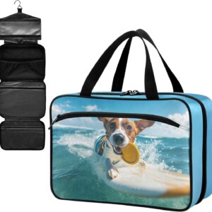 Fustylead Jack Russell Terrier Surfen auf einem Surfbrett, leere Reise-Erste-Hilfe-Tasche, große Medikamententasche mit Reißverschluss für Pillen, Vitamine, Fischöl, Nahrungsergänzungsmittel für Damen