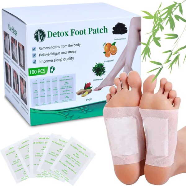 Detox FußPflaster Detox Pflaster - 100 Stück Natürliche Entgiftungspflaster Füße Detox Pflaster Füsse Fußpads für Stressabbau, Entgiftung, Reinigung, Verbesserung der Schlafqualität