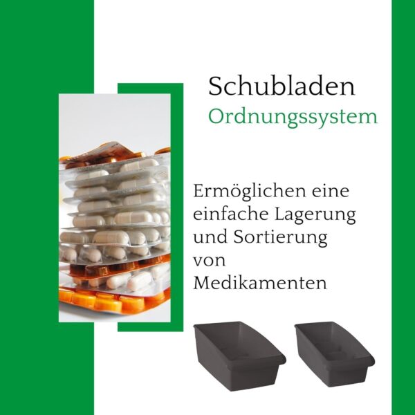 Novaliv 4x Medikamenten Organizer klein Hausapotheke - 25 x 12 cm ANTHRAZIT GRAU mit Abtrennung Medikamentenbox Aufbewahrung für Pillen Tablettenbox Pflasterbox Medizinbox Verband Vitamin Behälter – Bild 2
