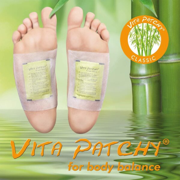 100 x Vita Patchy® Vitalpflaster Gold mit hochwertigem Turmalin Fusspflaster Bambuspflaster Foot Pads – Bild 4