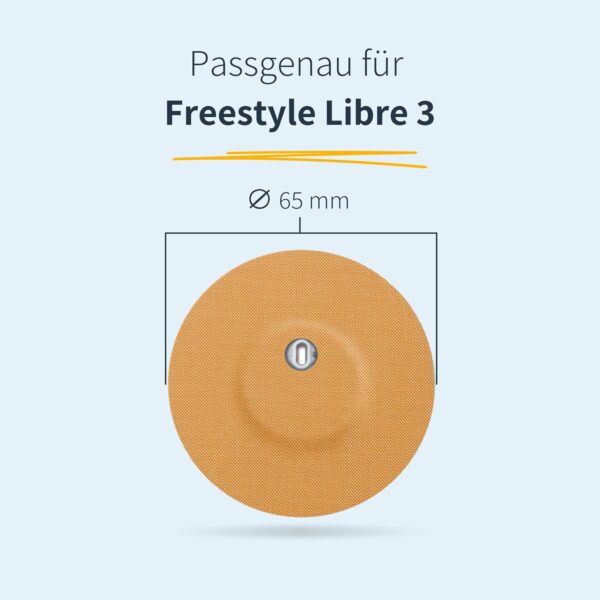 MySweetStitch - 10 x Freestyle Libre 3 Pflaster Rund mit Belüftungsloch, Overpatch Ø 60mm, Made in Germany, hautfreundlich, wasserfest, atmungsaktiv, Beige – Bild 4
