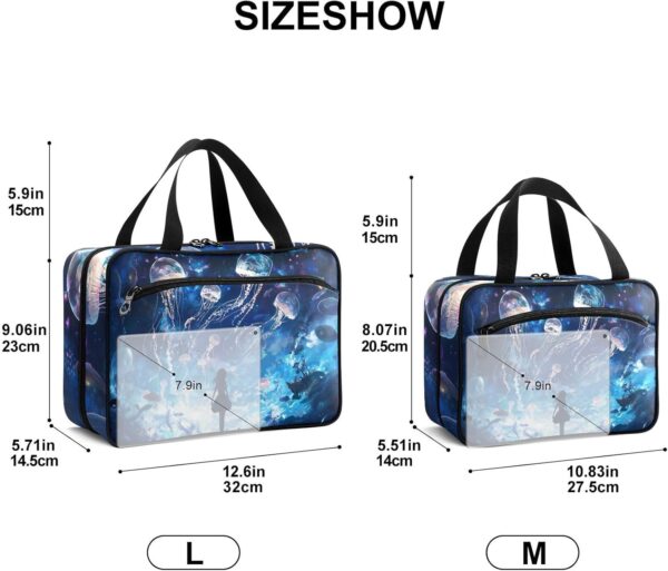 Fustylead Dreamy Blue Jellyfish in The Sky Reise-Medizin-Organizer-Tasche, Erste-Hilfe-Set, großes Pillenetui mit Reißverschluss, für Pillenflasche, Vitamine und medizinische Versorgung – Bild 3