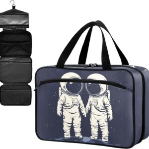 Fustylead Niedliche Astronauten auf dem Planeten, leere Erste-Hilfe-Tasche, große Medikamententasche mit Reißverschluss für Pillen, Vitamine, Fischöl, Nahrungsergänzungsmittel für Damen und Herren,