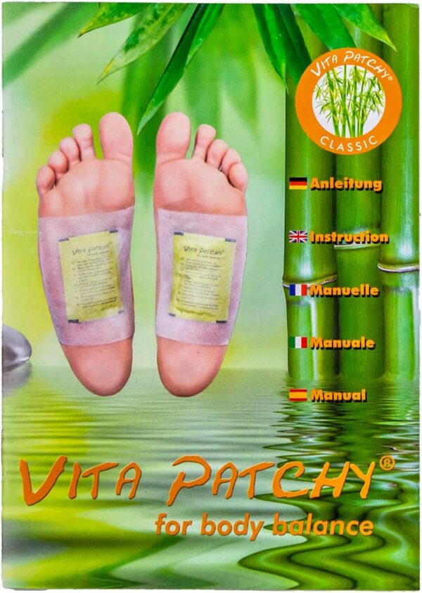100 x Vita Patchy® Vitalpflaster Gold mit hochwertigem Turmalin Fusspflaster Bambuspflaster Foot Pads – Bild 3