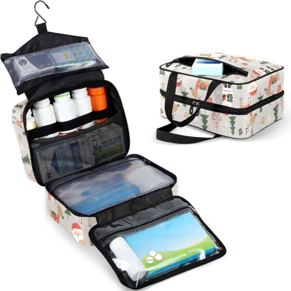 Fustylead Aufbewahrungstasche mit Weihnachtsmann, Rentier, Weihnachtsdekoration, Reise-Medizin, große Haushaltspillenflasche, Organizer mit Reißverschluss für Erste Hilfe, Pillen, Vitamine, – Bild 7