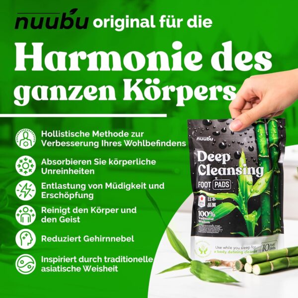 Nuubu Detox Fußpflaster, Entgiftungspflaster Füße(30 pflaster) für Stressabbau & Tiefschlaf Natürliche Fußpads mit Bambusessig und Ingwerpulver zur Entfernung von Giftstoffen und Reinigung des Körpers – Bild 3