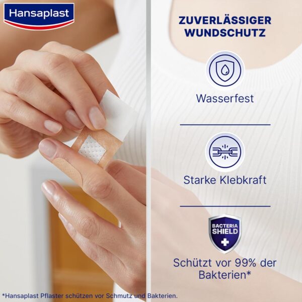 Hansaplast Erste Hilfe Pflaster Mix (20 Strips), Pflaster Set in verschiedenen Größen ideal für unterwegs, Wundpflaster mit Bacteria Shield – Bild 4
