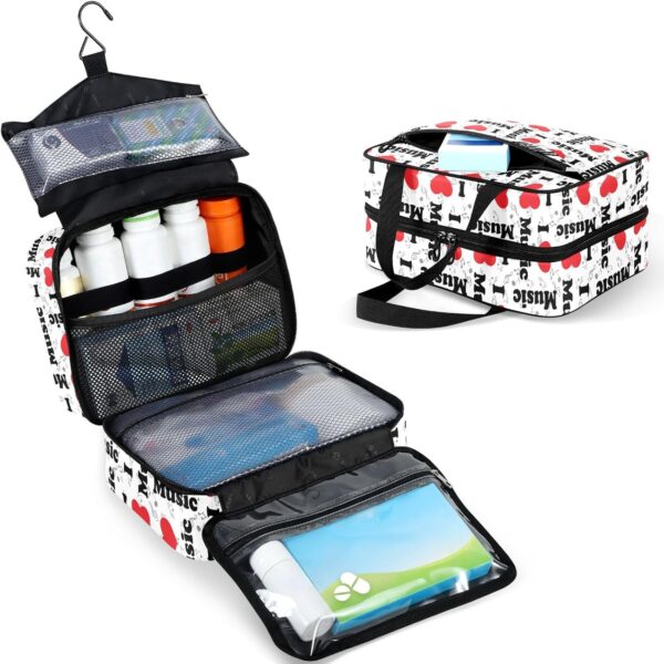 Fustylead I Love Music Heart and Grey Notes Travel Pill Bottle Organizer Large Home Storage Medikamententasche mit Reißverschluss für Vitamine, Erste Hilfe, Fischöl, Medizinbedarf, Weiß, Medium, – Bild 7