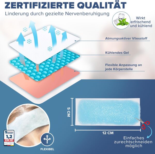 Testsieger: BS Luxry® 20x Kühlpflaster - bei Fieberbeschwerden und Migräne - Kühlpack bei Muskel u. Gelenkschmerzen - Kühlpads für Kinder ab 1 Jahr – Bild 3