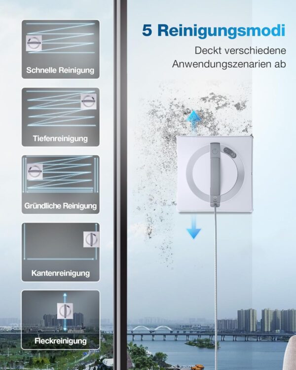 ECOVACS WINBOT W2 Omni Fensterputzroboter mit 6-in-1 Multifunktionsstation, integrierter 4500mAh Akku, Kantenreinigungsmodus, Weitwinkel-Sprühzerstäubungstechnologie, White – Bild 8