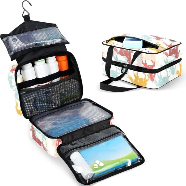 Fustylead Bunte Galoppierende Pferde-Silhouette, Reise-Medizin-Organizer-Tasche, Erste-Hilfe-Set, großes Pillenetui mit Reißverschluss für Pillenflasche, Vitamine und medizinische Versorgung – Bild 7