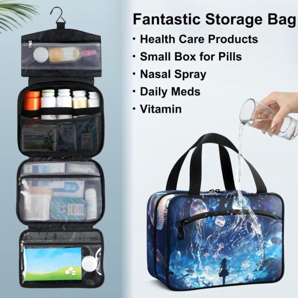 Fustylead Dreamy Blue Jellyfish in The Sky Reise-Medizin-Organizer-Tasche, Erste-Hilfe-Set, großes Pillenetui mit Reißverschluss, für Pillenflasche, Vitamine und medizinische Versorgung – Bild 8