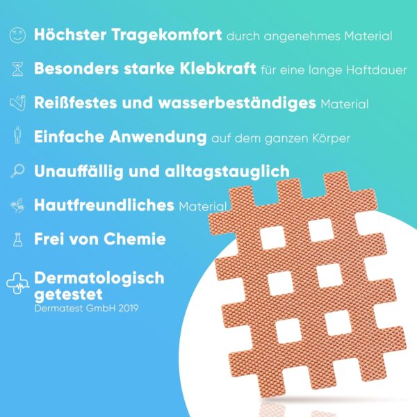 Health Press® Gittertape Cross Tape – Größe Typ Mix 134 Stück – Gitterpflaster zur Akupressur – Akupunkturpflaster mit ausführlicher E-Book Anleitung zum Download – Akupressur Pflaster – Bild 6